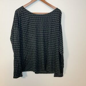 Ann Taylor Loft‎ Womens Long Sleeve Polka Dot Patterned Rayon Tencel Top Size XL